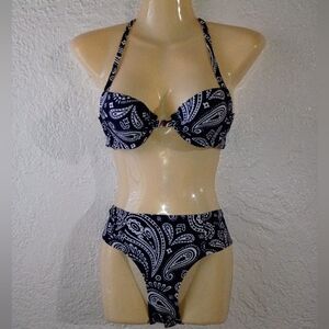 Aerie Blue White Paisley Bikini